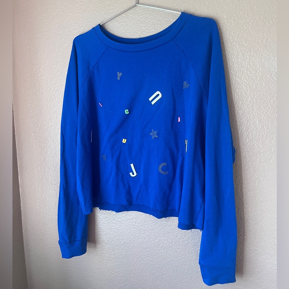 Juicy Couture Cobalt Blue Embellished Crewneck Sweatshirt